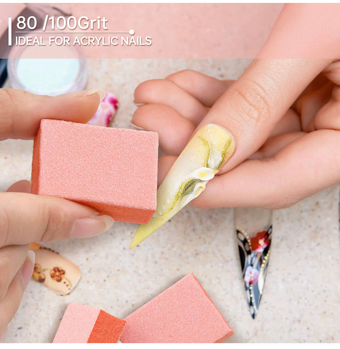 *150pc Sheet Mini Nail Buffer - 80/80 Orange/White JAPAN