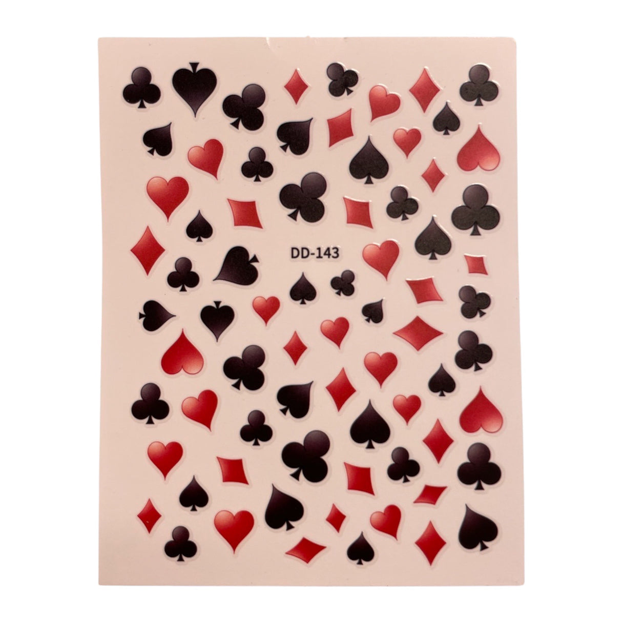 Nail Sticker - DD-143 Hearts, Spade, Clubs, Diamond | Red & Black