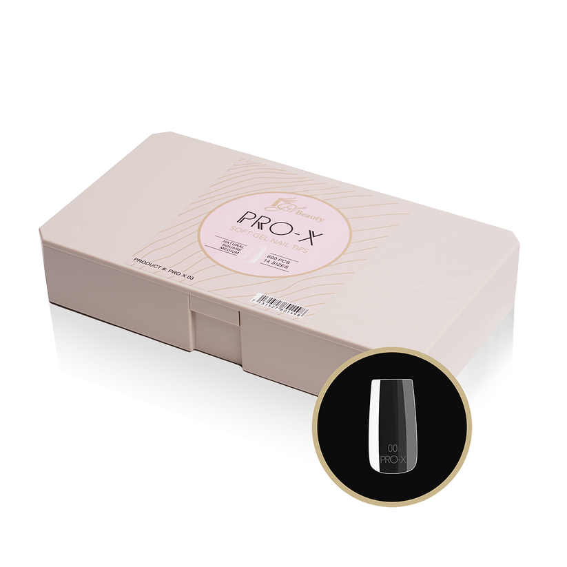 PRO-X Soft Gel Nail Tips 03 - Natural Square Medium - 14 Sizes | 600pc