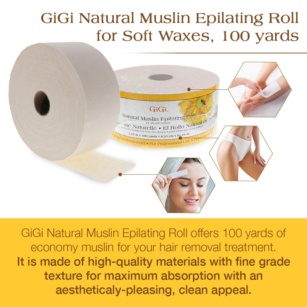 GIGI Natural Muslin Roll, 2.5" Wide - 100 Yard