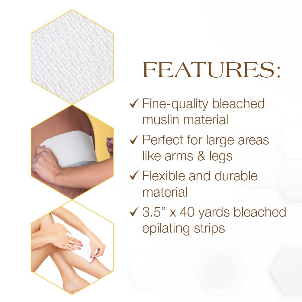 GIGI Bleached Muslin Epilating Roll, 3.5" Wide - 40 Yards
