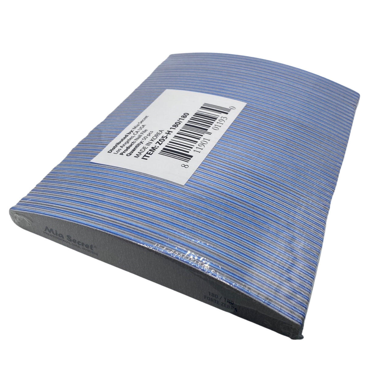 *Pack 50 Half Moon Forte Zebra Nail File 180/180