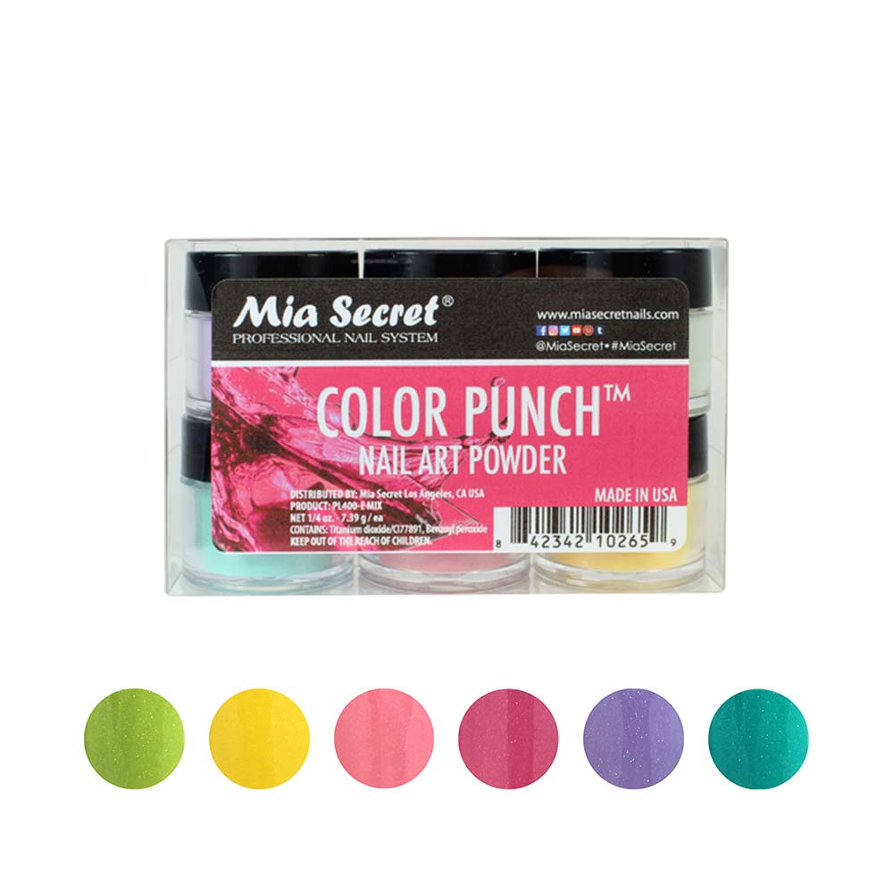 Color Punch Nail Art Powder Collection 6pcs