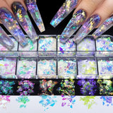 Aurora Flakes Sequins Nail Glitter - 12 Styles Box