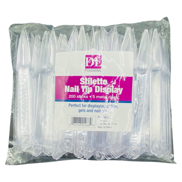 Stiletto Nail Tip Display - 200 Sticks & 5 Rings