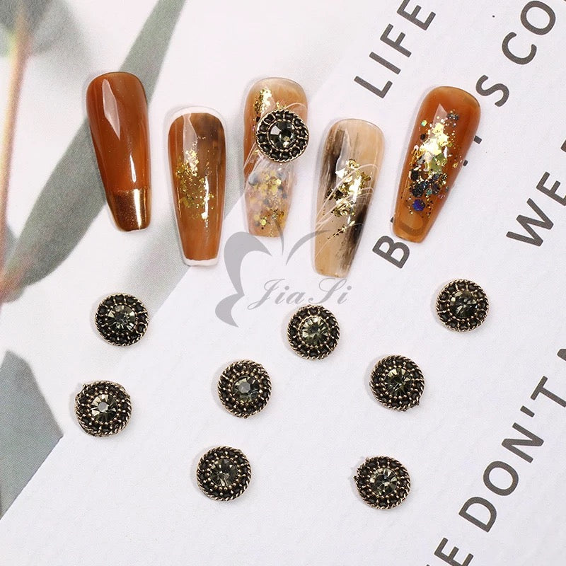 3D Metal Black Rhinestone. 10 pc