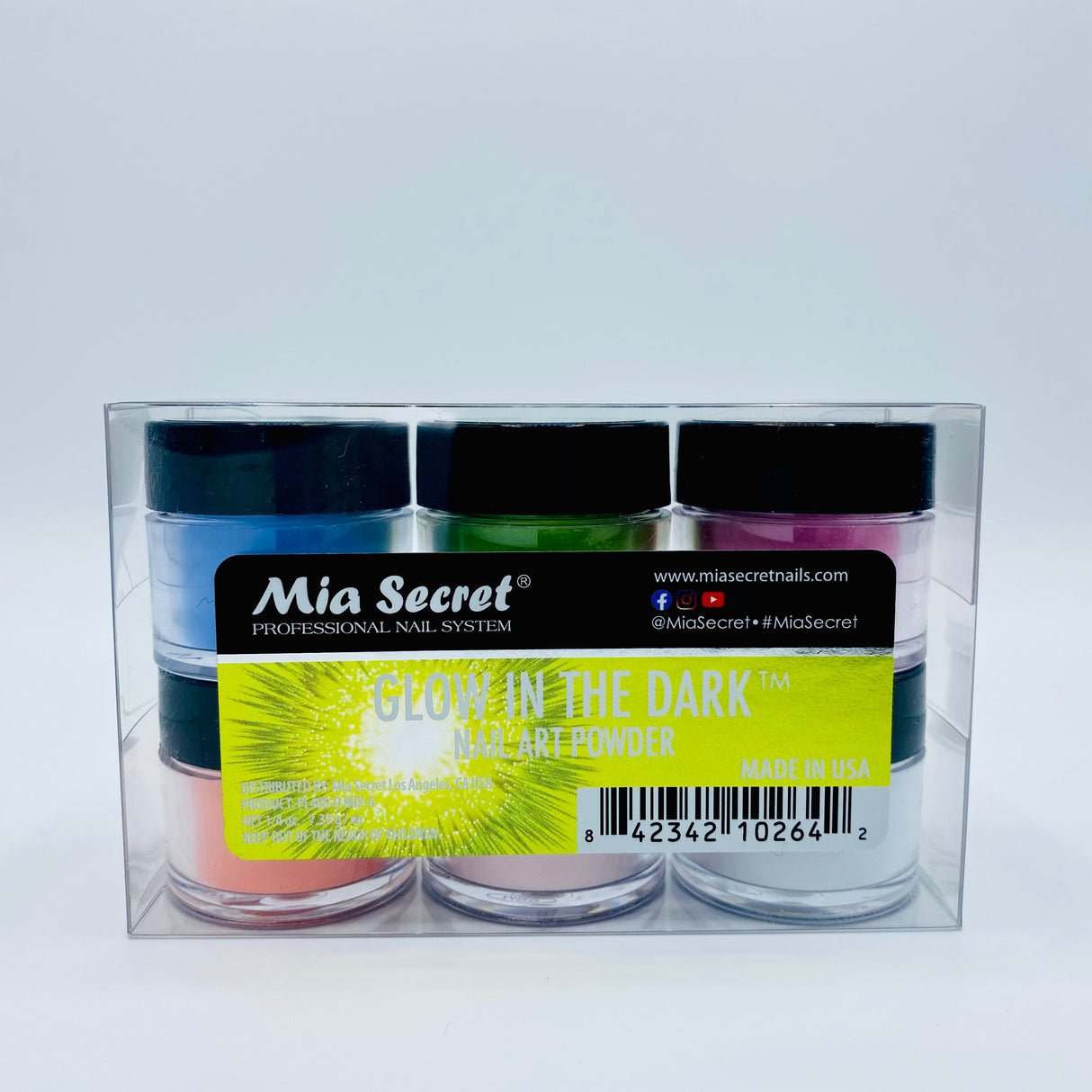 Glow In The Dark Nail Art Powder Collection 6pcs