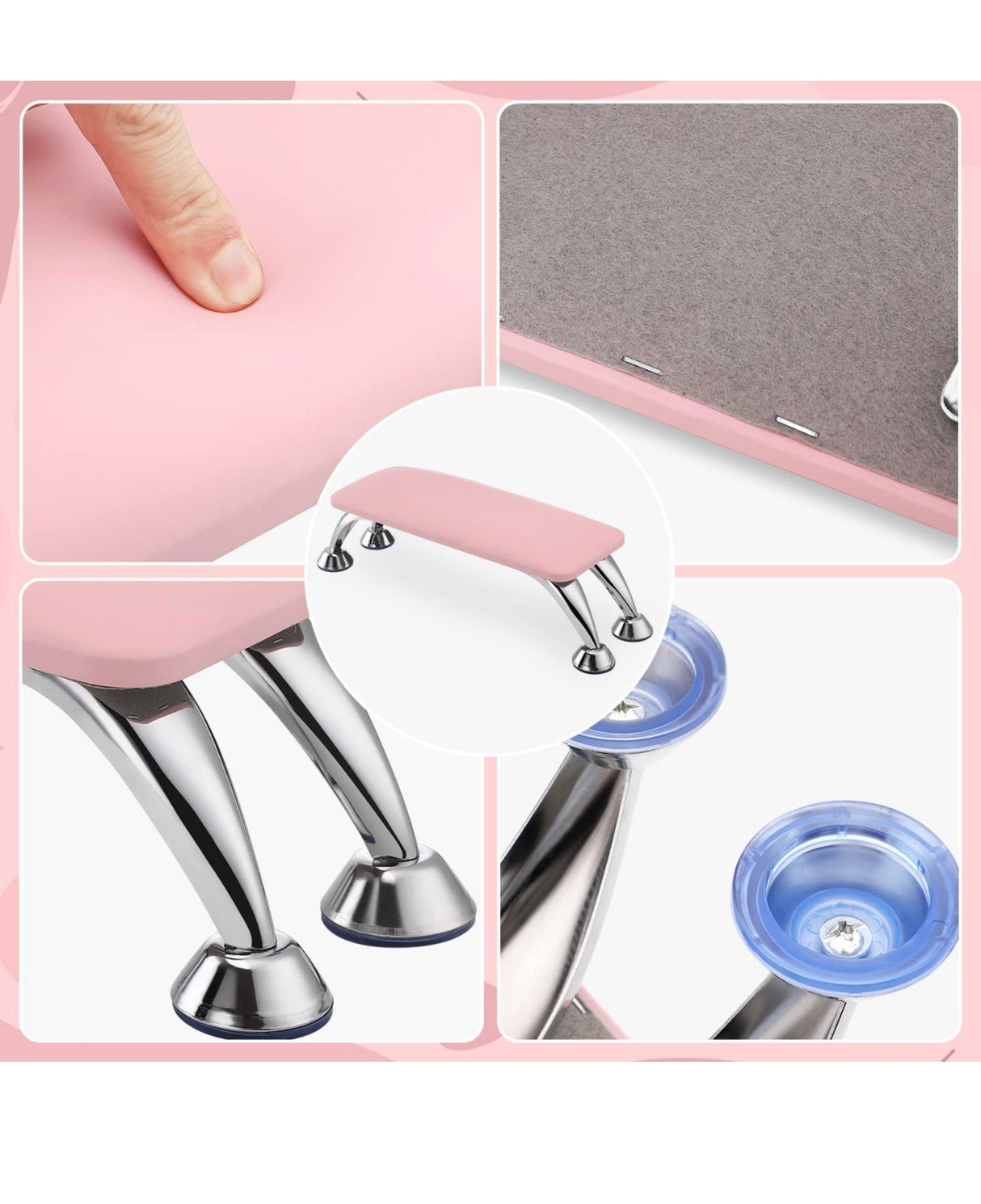 Leather Nail Hand Rest - Pink
