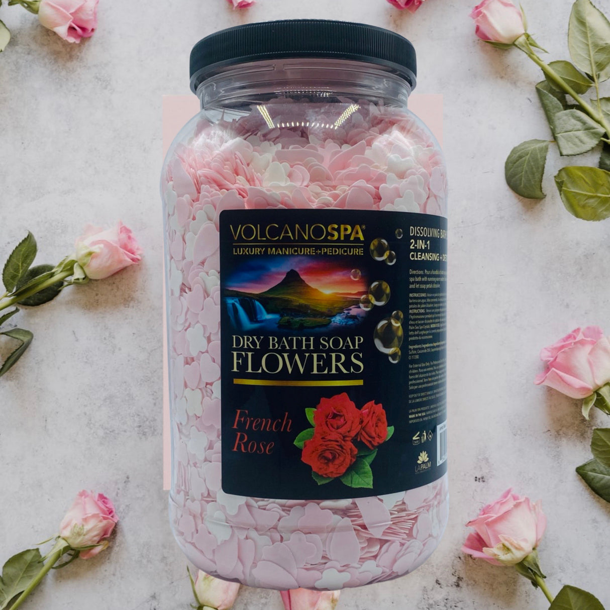 Dry Bath Soap Flowers 1 Gallon - French Rose