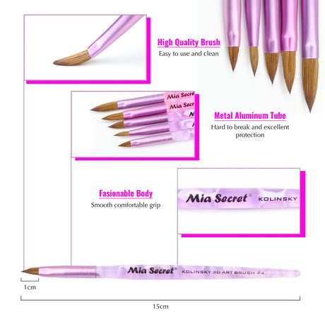 3D Kolinsky Nail Brush - #4