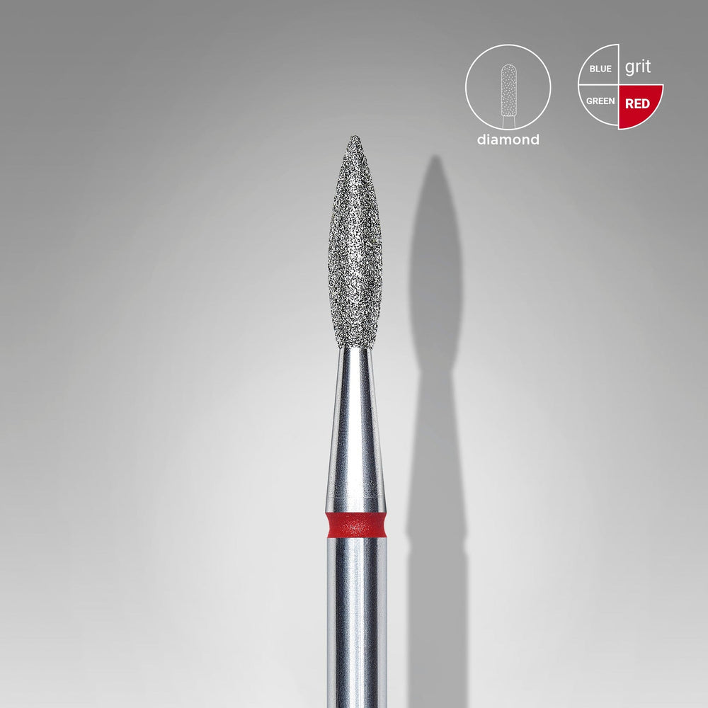 Bit #300 - Diamond Nail Drill Bit Pointed Flame Red, Head Diameter 2,1 mm, Working Part 8 mm - EXPERT