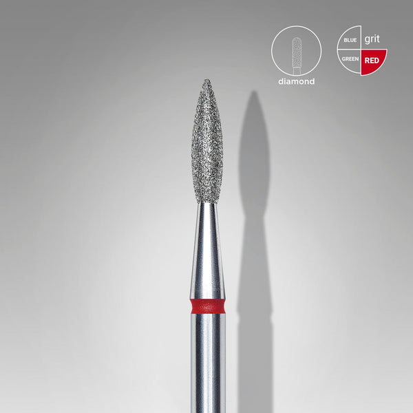Bit #300 - Diamond Nail Drill Bit Pointed Flame Red, Head Diameter 2,1 mm, Working Part 8 mm - EXPERT
