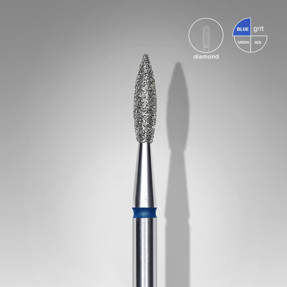 Bit #301 - Diamond Nail Drill Bit Pointed Flame Blue, Head Diameter 2,1 mm, Working Part 8 mm - EXPERT