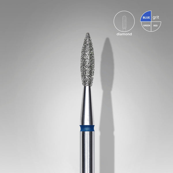 Bit #301 - Diamond Nail Drill Bit Pointed Flame Blue, Head Diameter 2,1 mm, Working Part 8 mm - EXPERT