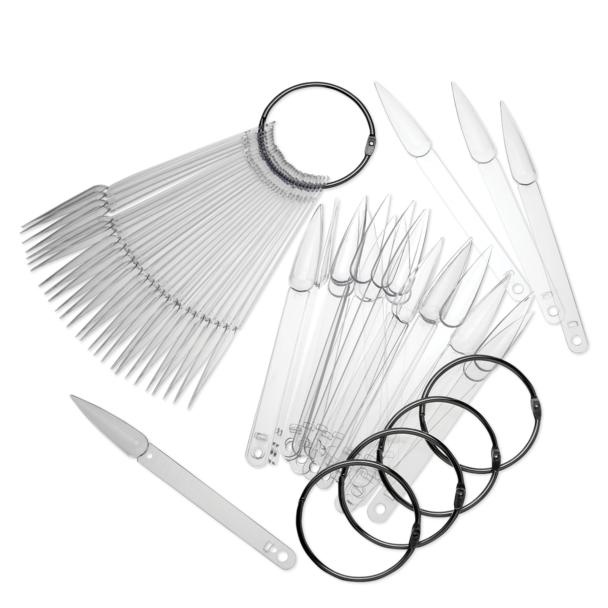 Stiletto Nail Tip Display - 200 Sticks & 5 Rings