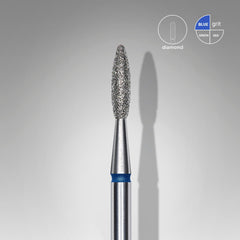 Bit #297 - Diamond Nail Drill Bit Flame Blue, Head Diameter 2,1 mm, Working Part 8 mm - EXPERT