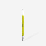 Manicure pusher Gummy with yellow silicone handle UNIQ 11 TYPE 2 (beveled and loop pusher)