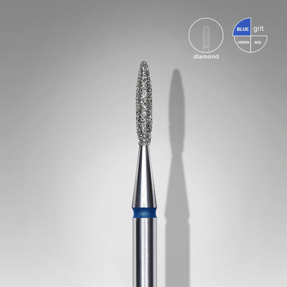 Bit #310 - Diamond nail drill bit pointed flame blue, head diameter 1,6 mm, working part 8 mm - EXPERT