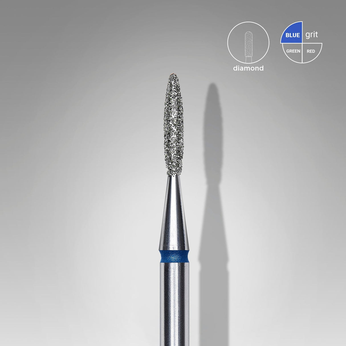 Bit #310 - Diamond nail drill bit pointed flame blue, head diameter 1,6 mm, working part 8 mm - EXPERT
