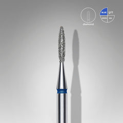 Bit #310 - Diamond nail drill bit pointed flame blue, head diameter 1,6 mm, working part 8 mm - EXPERT