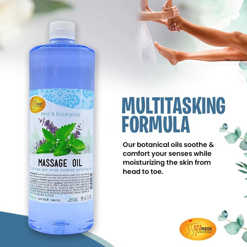 Massage Oil 32oz - Mint & Eucalyptus  | Mani Pedi Body