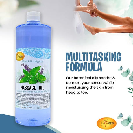 Massage Oil 32oz - Mint & Eucalyptus  | Mani Pedi Body