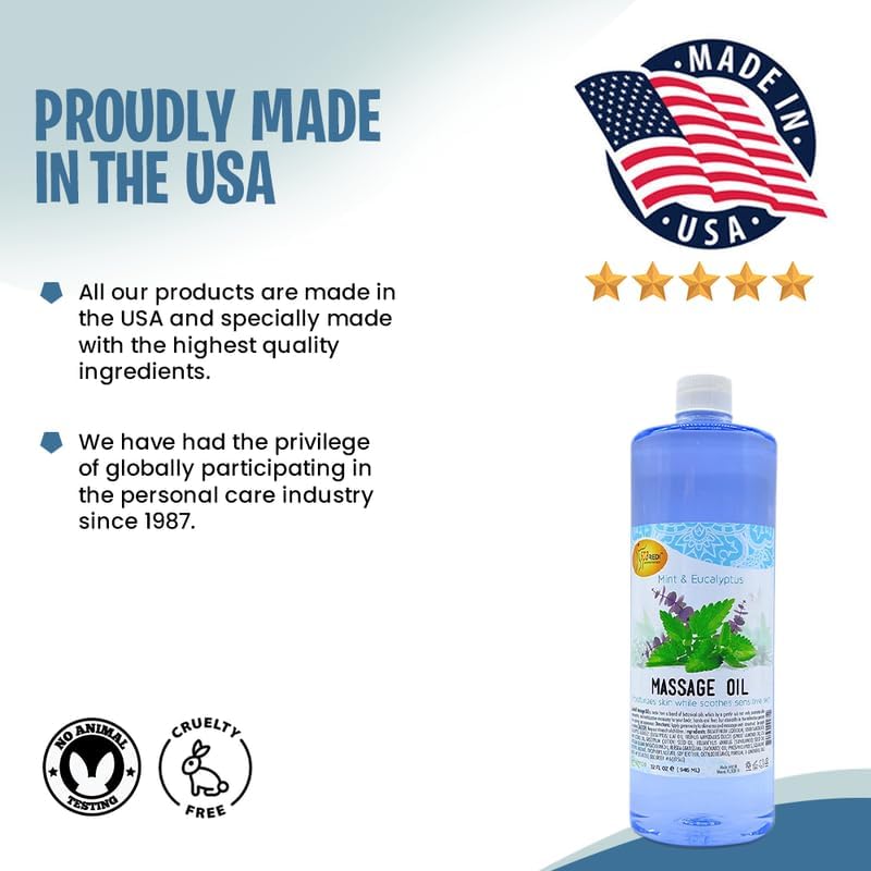 Massage Oil 32oz - Mint & Eucalyptus  | Mani Pedi Body