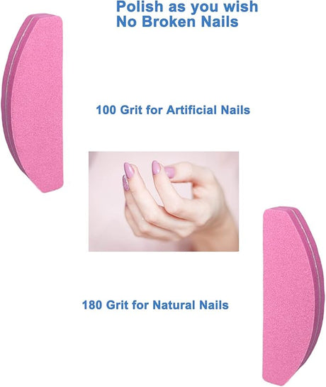 *(20pc) Pack Mini Nail Buffers, Double Sided  100/180 (Pink)