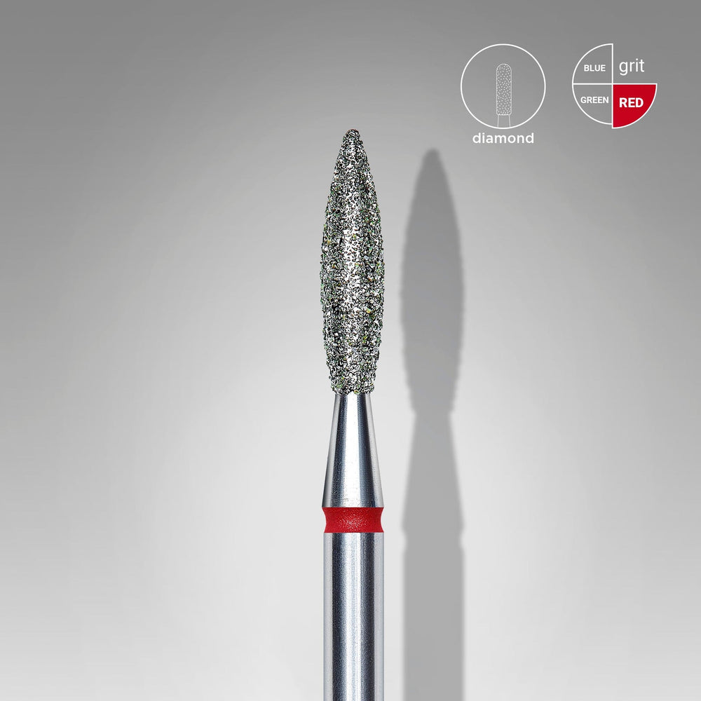 Bit #296 - Diamond Nail Drill Bit Flame Red, Head Diameter 2,3 mm, Working Part 10 mm - EXPERT