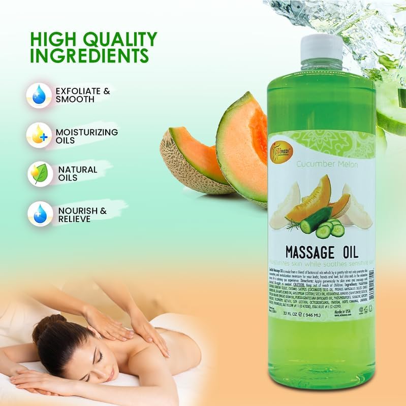 Massage Oil 32oz - Cucumber Melon  | Mani Pedi Body