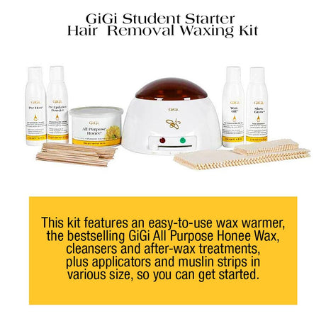 GiGi Professional Waxing Hair Removal Student Starter Kit + Honee Wax, 14 Ounces