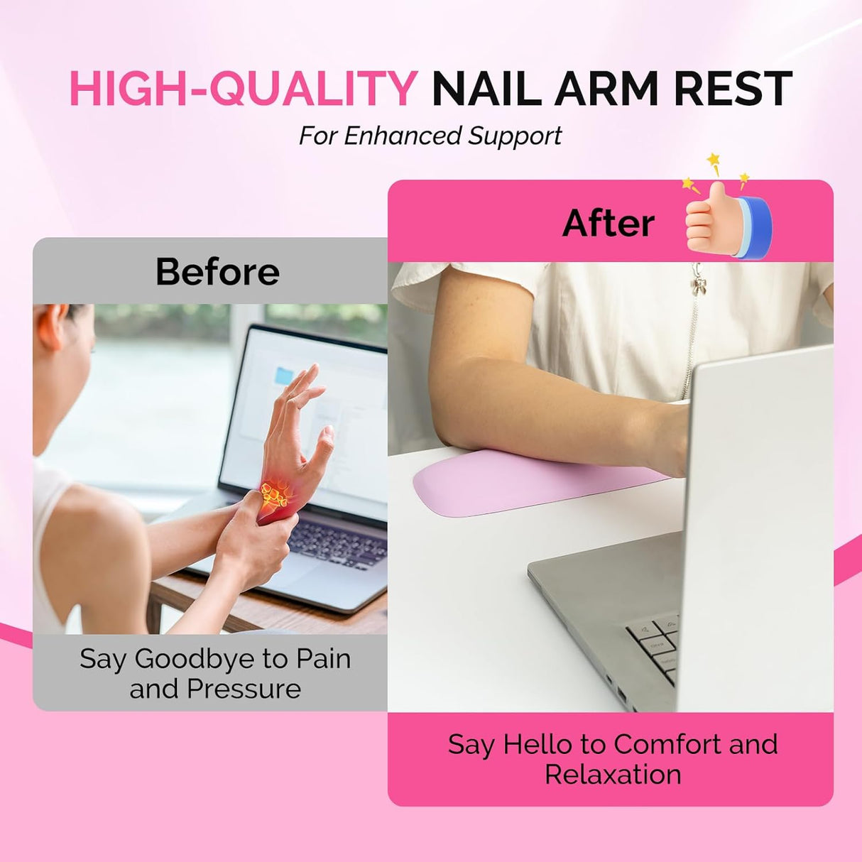 Portable PU Leather Nail Arm Rest - Pink