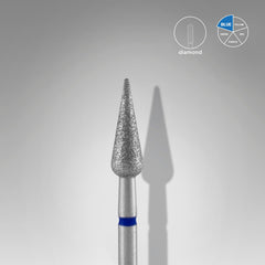 Bit #309 - Diamond nail drill bit pointed pear blue, head diameter 4 mm, working part 12 mm - EXPERT