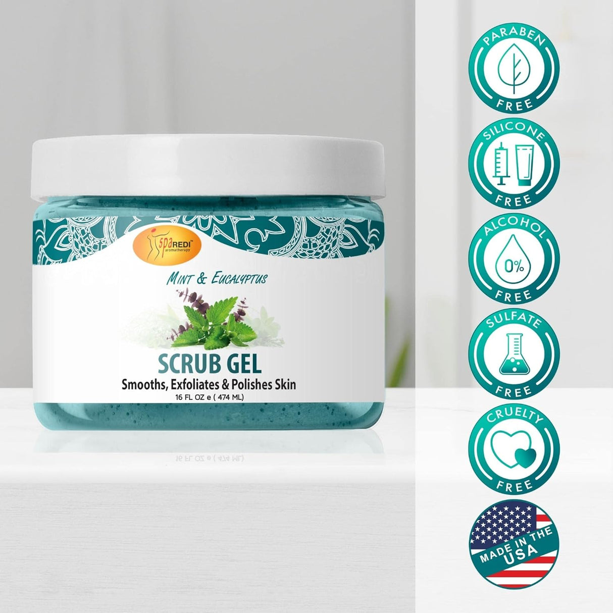 Pedi Scrub Gel 16oz - Mint & Eucalyptus