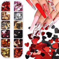 12 Grids Hearts Nail  Sequin Mix Color- #3