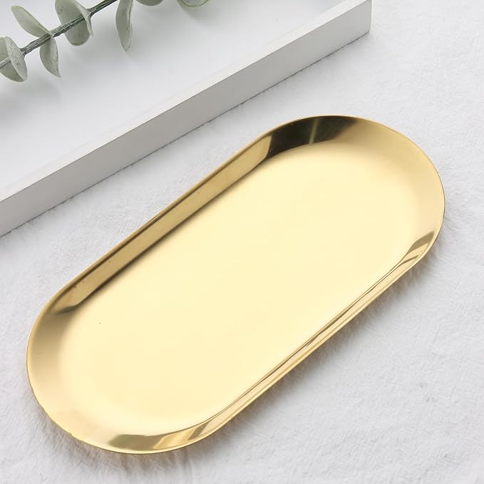 7-Inch Gold Oval Nail Tray