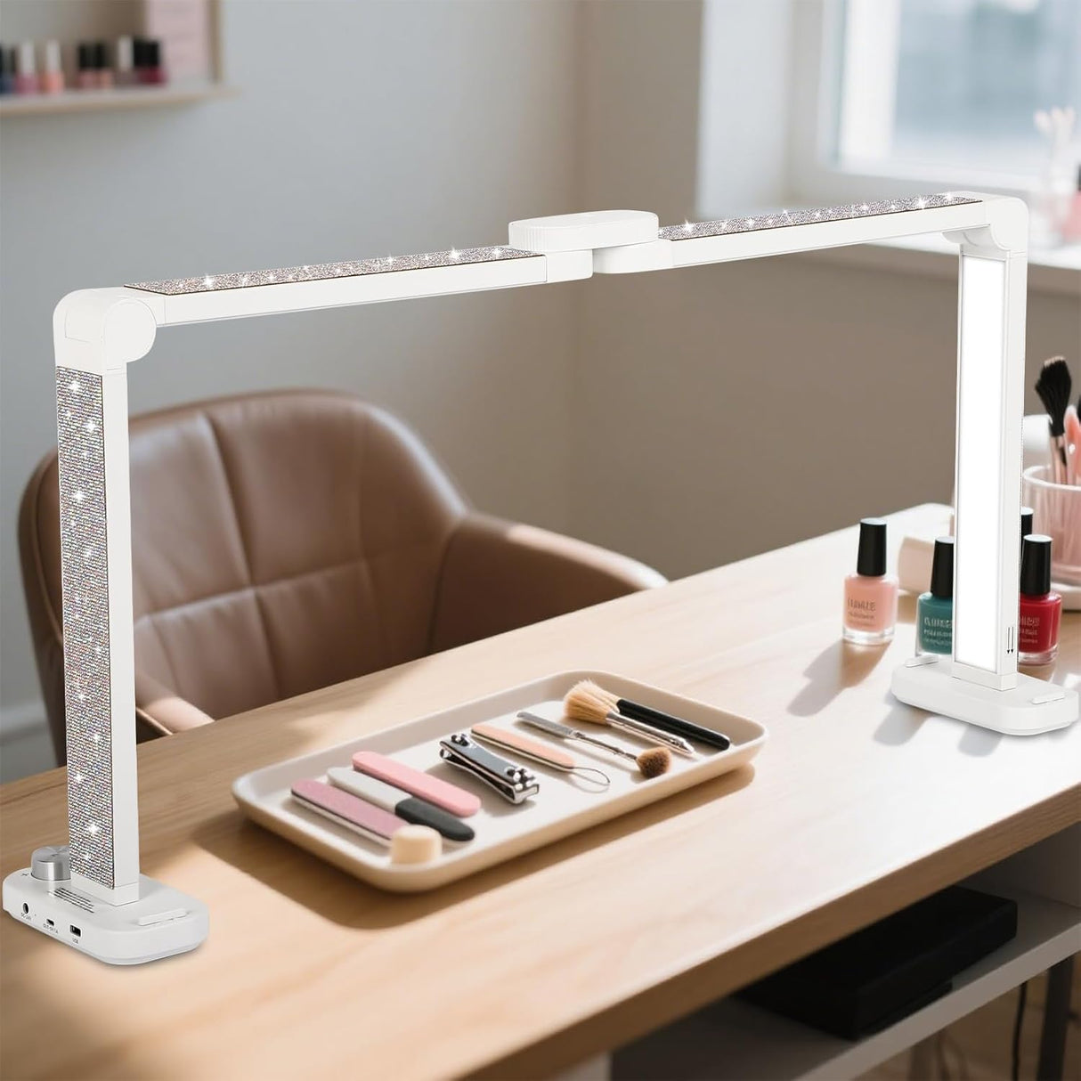 Rectangular w\ Rhinestone Foldable Table Lamp Large