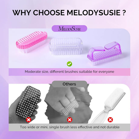 Melodysusie All in One Nail Brush Set, 3 Pack Nail Brushes for Cleaning Fingernails