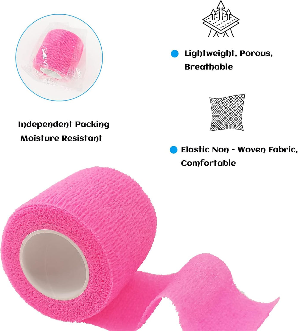 (1pc) Pink Non-Woven Self-Adhesive Bandage - 2' Inches