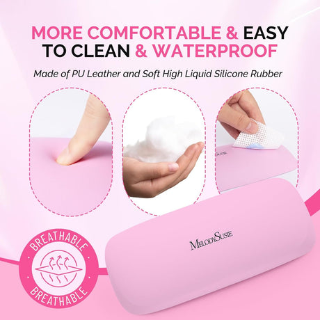 Portable PU Leather Nail Arm Rest - Pink