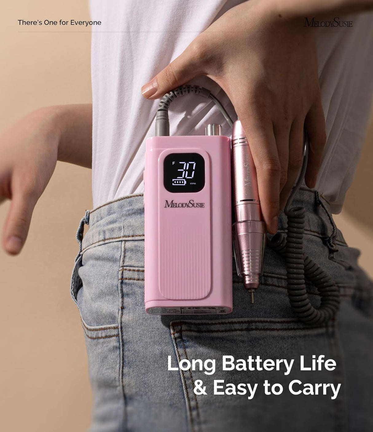 SC300F Pink Rechargeable Nail Drill 30,000 RPM