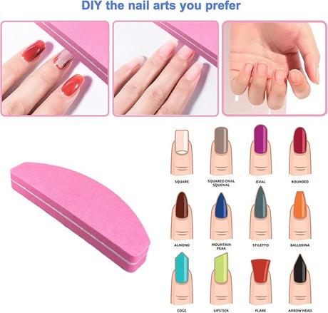 *(20pc) Pack Mini Nail Buffers, Double Sided  100/180 (Pink)