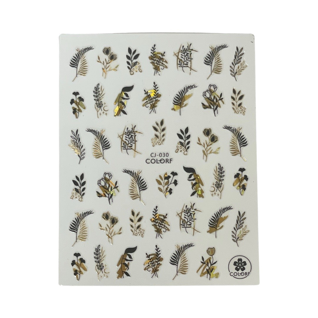 Black And gold Branches Nail Stickers  CJ-029