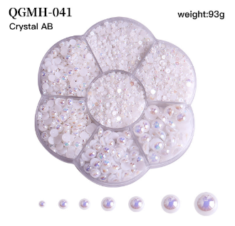 Half Round Pearls Crystal AB - Flat Back