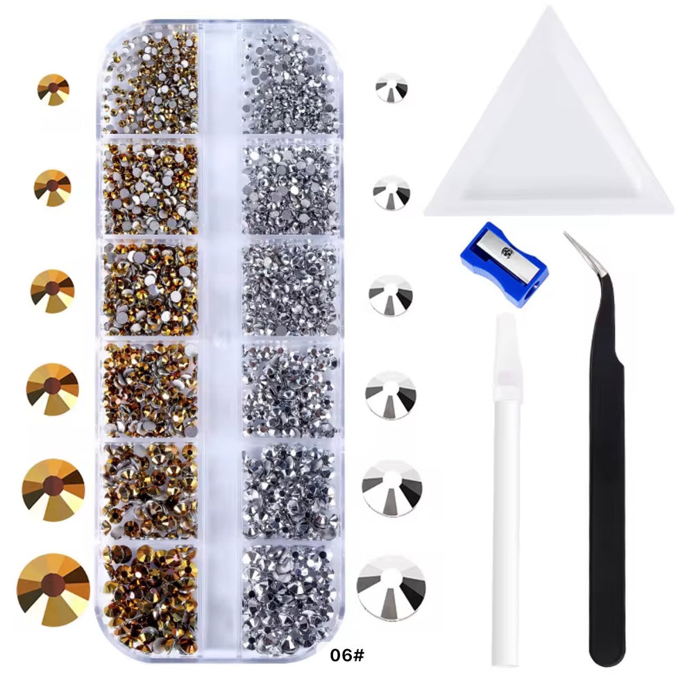 12 Grids Rhinestones Gold and Silver