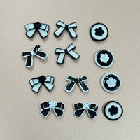 3D Bowties Nail Charm White & Black
