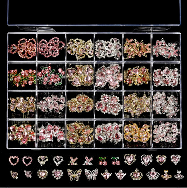 Pink Valentine Mix Rhinestone Kit Box #1 - 24 Style