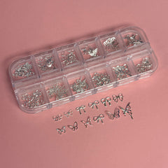 12 Grids Silver Alloy Charms - #006