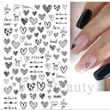 Black Hearts- Nail Sticker- F926
