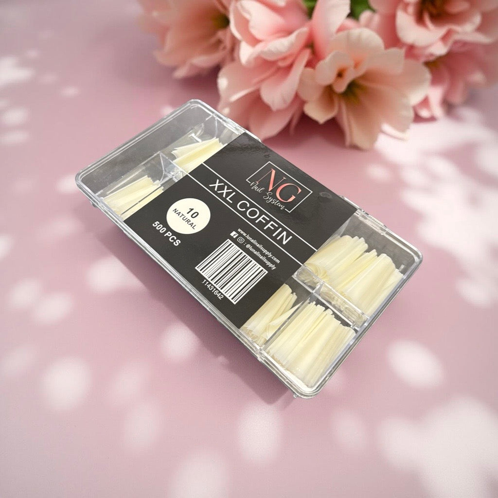 XXL No C Coffin Nail Tips - Natural
